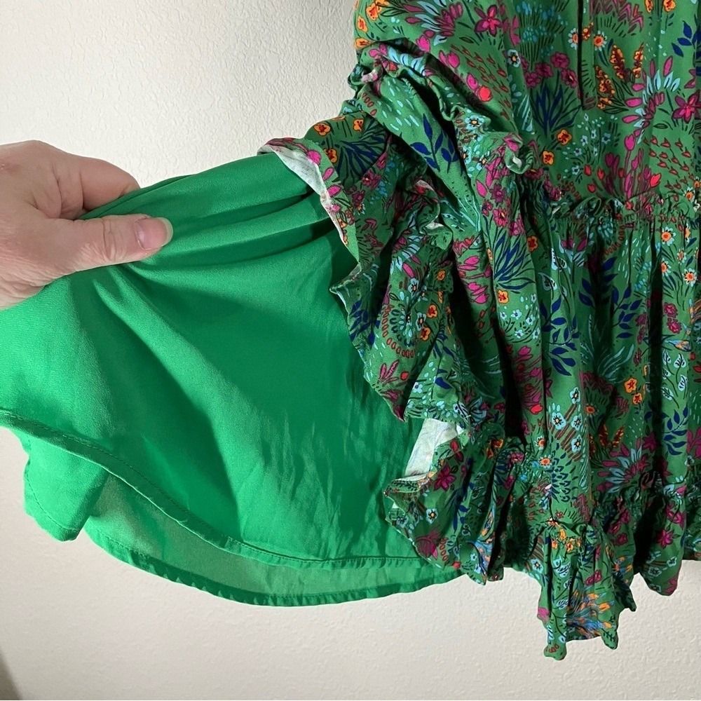 SUGARLIPS Rio Dress Plus Size 2X Boho Tiered Ditsy Floral Party Vacation Green - Picture 8 of 13